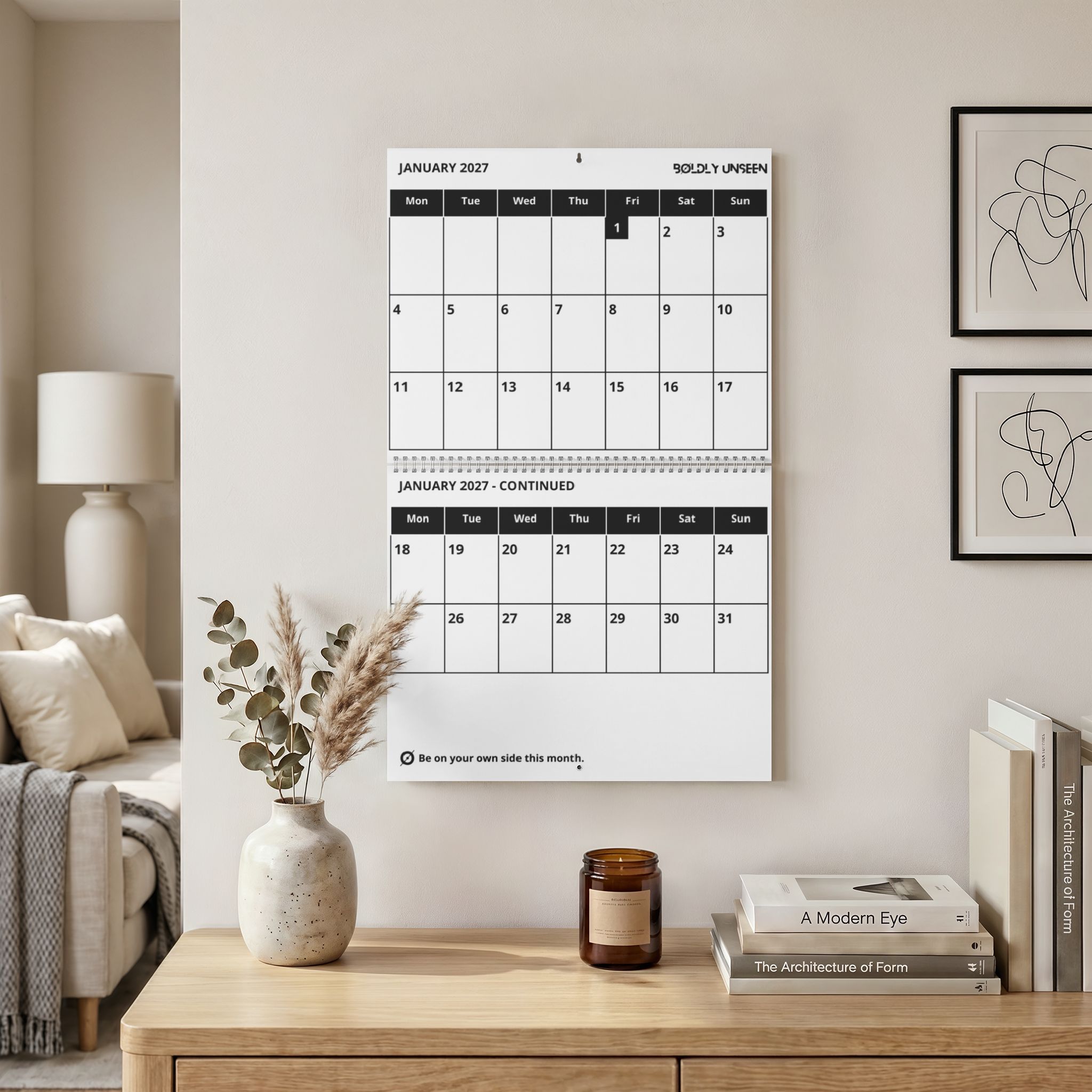 2027 Large Print Wall Calendar | Northern Ireland | Two-Page Month Grid - Image 5