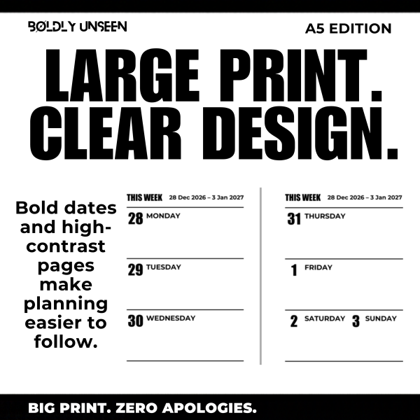 Boldly Unseen Large Print Diary 2027: A5 Edition